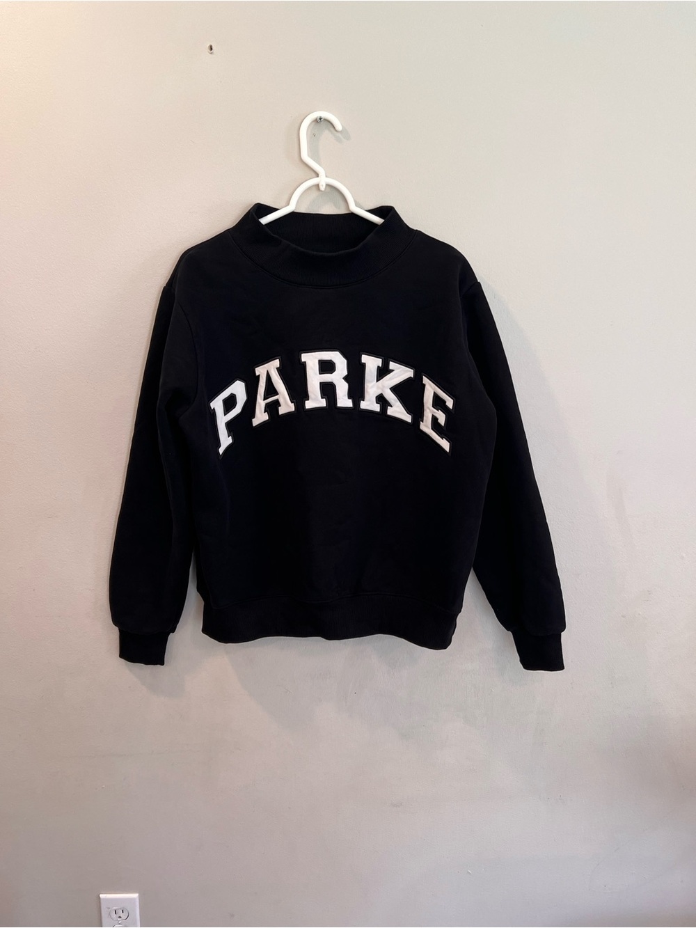 Parke Varsity Mockneck Black Sweatshirt Size S/M - Picture 2 of 7